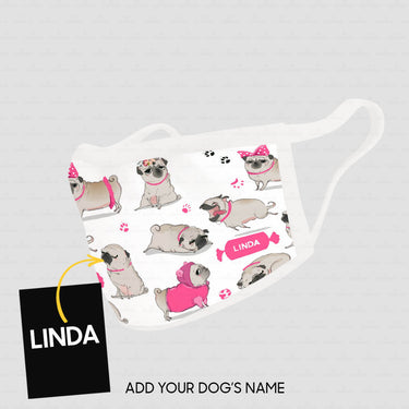 Personalized Dog Gift Idea - Lovely Pinky Pugs In White Background For Dog Lovers - Cloth Mask